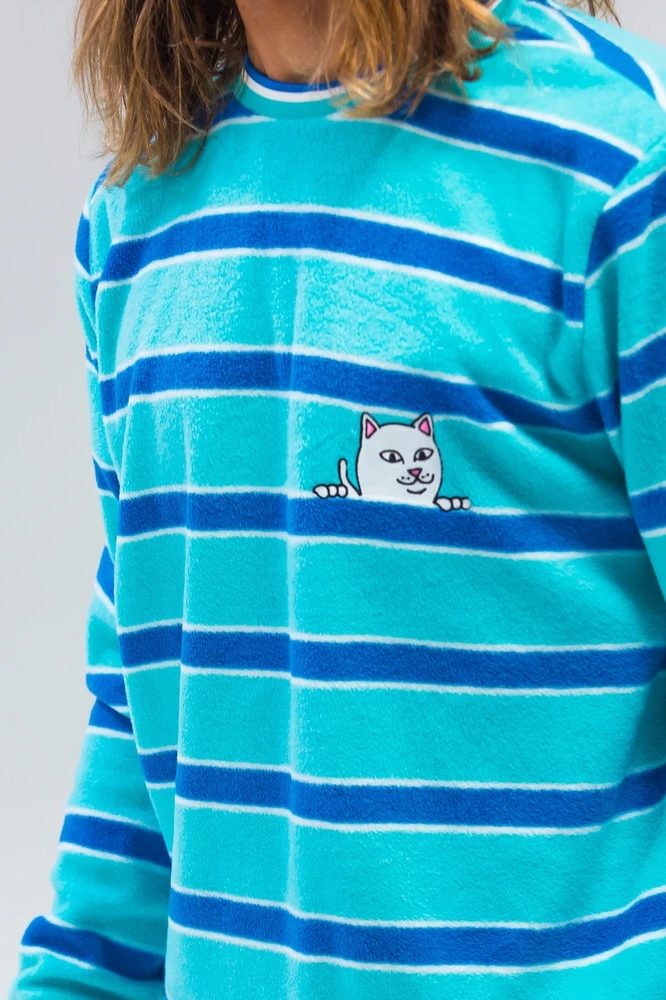 スウェット・トレーナー Ripndip Peeking Nermal Polar Fleece Crewneck Blue M Ripndip - Peeking Nermal Polar Fleece Crew Neck (Blue