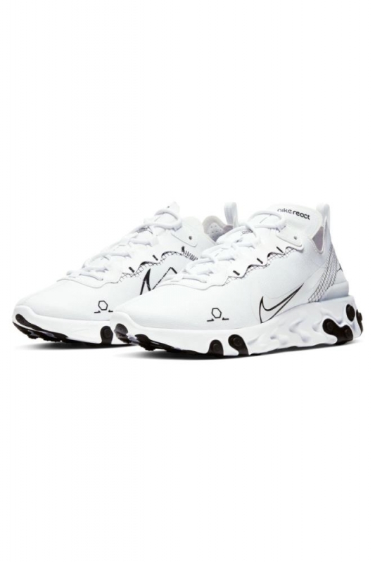 Nike React Element 55 White Black Sneaker Footwear Animal Tracks