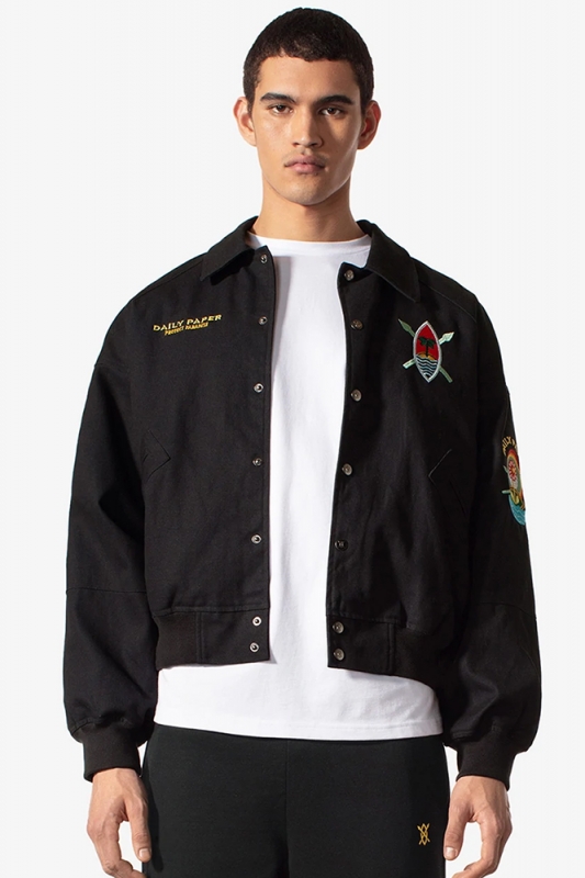 【DailyPaper】Black Pooley Varsity Jacket Daily Paper Pooley Varsity Jacket Black | Collegejacken