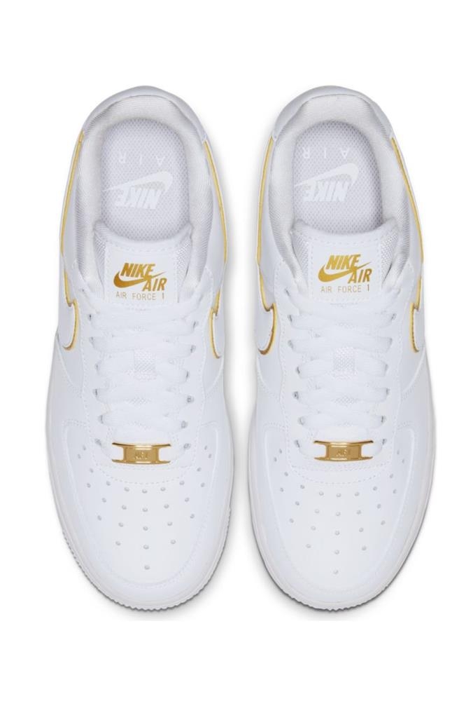 Nike Air Force 1 07 Essential White Metallic Gold Sneaker Footwear Animal Tracks