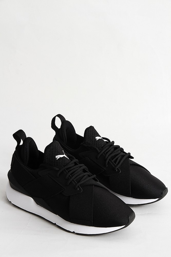 Puma Muse Satin EP W Black Sneaker Footwear Animal Tracks