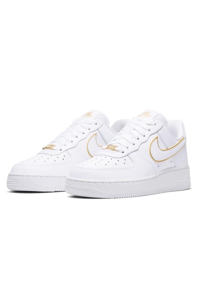 white air force ones with gold