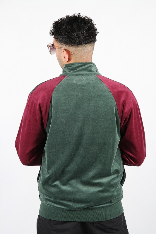 トップス stussy Velour Paneled Track Jacket Stussy Worldwide Mens Velour Paneled Track Jacket Green Maroon