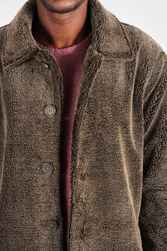 Stussy Brown Sherpa Mac Jacket  フリース Stussy Brown Sherpa Mac Jacket フリース - メルカリ